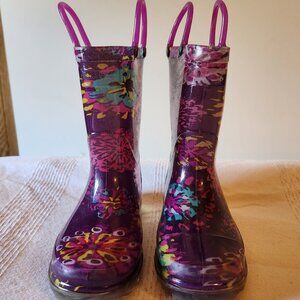 Western Chief Abstract Blooms Lighted Rain Boots Toddler 10 Purple